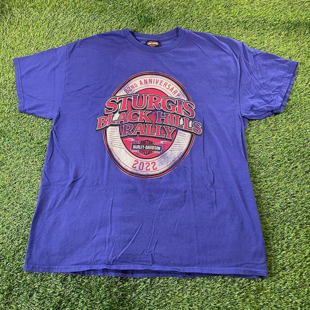 Harley Davidson Sturgis Black Hills Rally 2022 T-Shirt Purple graphic tee (XL)